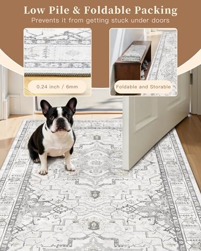 Madane Washable Area Rug 2x3 Small Entryway Rugs Non-Slip, Grey - Image 6