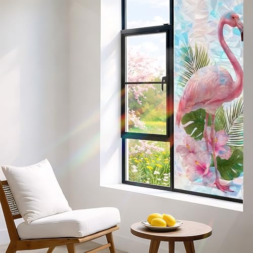 Cmialusie Flamingo Tropical Window Film 39.3 x 17.3 Inch Cling - Image 3