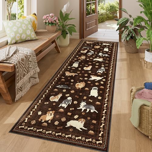 DUKINO 2x6 Kitchen Runner Rug, Washable Soft Non Slip Dog Rug, Brown - Image 3