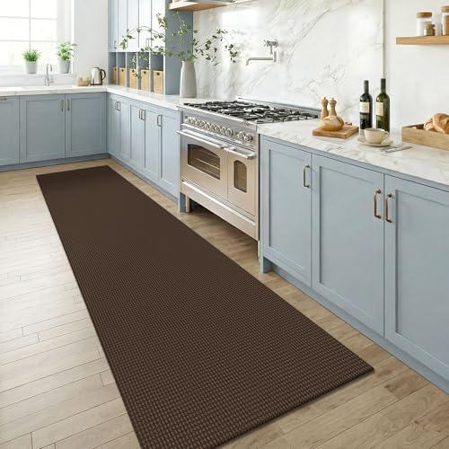 KOZYFLY Cotton Runners for Hallway 2.5'x8', Washable Runner Rug, Woven Non Slip Kitchen Runner, Braided Entryway Rug, Floor Carpet for Foyer, Bedroom, Hall, Brown/Dark Brown - Image 2