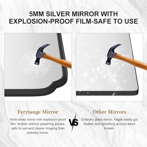 Ferytange 36 x 48 Inch Black Bathroom Vanity Mirror for Wall with Non-Rusting Metal Frame Large Rounded Rectangle Mirror for Over Sink (Horizontal/Vertical) - Image 5