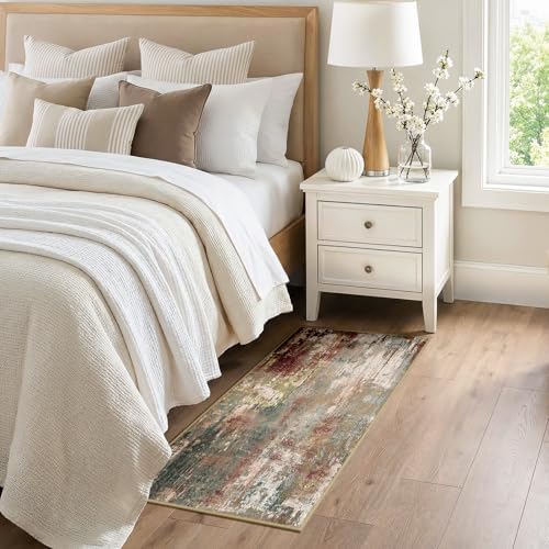 RELEANY Washable 2'x5' Abstract Area Rug for Living Room Rustic Brown - Image 2