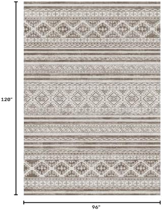 RUGSURE Washable Area Rugs 8' x 10' - 1/6 Thick - Moroccan-Inspired -Stain & Water Resistant Non-Slip - Resistant Rug for Living Room, Bedroom, Nursery, Pet & Child Friendly (Brown) - Image 2