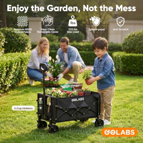 Golabs WA1 Collapsible Folding Wagon Cart, Max 220lb Load, Expands to 100L - Image 2