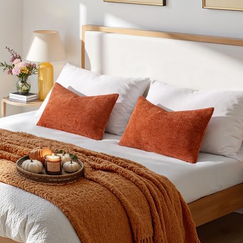 MIULEE Fall Decorative Lumbar Throw Pillow Covers 12x20 Burnt Orange 2 Pack - Image 3