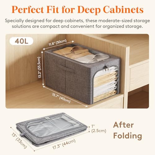 Lifewit 40L Clothes Storage Bins with Metal Frame for Closet, 4 Pack - Image 4