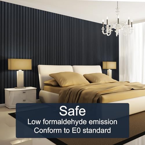 NeatiEase Wood Slat Wall Panels, 4-Piece 96" x 12.6", Soundproof & Noise Cancelling, Acoustic Wall Panels (Black) - Image 5