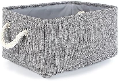 TheWarmHome Storage Bins Basket - Storage Baskets for Organizing Shelves,Home Closet Organizer for Book Shelf Organization,Fabric Storage Cubes,Medium Decorative Grey Basket Gift by TheWarmHome