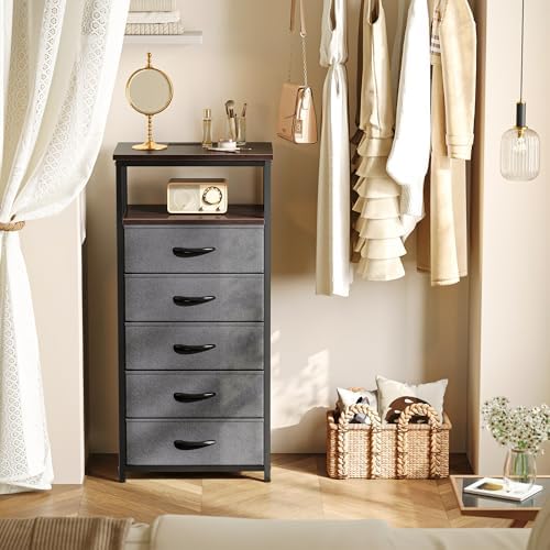 Huuger 5 Drawers Dresser with Charging Station, Dresser for Bedroom - Image 2