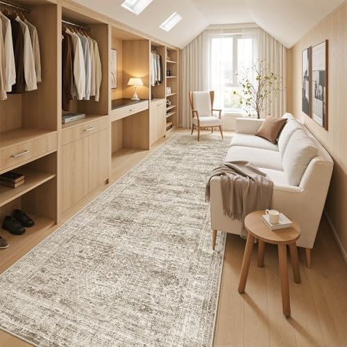 Soalmost Washable 3x10 Hallway Runner Rug Non-Slip Kitchen Entry Rugs Brown - Image 4
