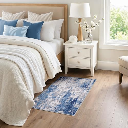 RELEANY Washable 3'x4' Abstract Area Rug for Living Room Blue Gray - Image 2