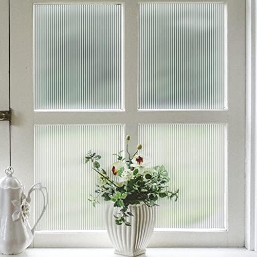 VELIMAX Reeded Glass Privacy Film, Frosted Window Vinyl, 3D Decorative Window Decals Non Adhesive for Bathroom & Living Room, 35.4x78.7 inches by VELIMAX