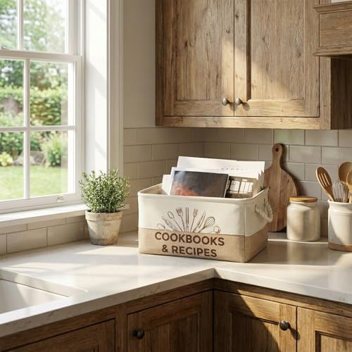 Marsui 1 Pcs Cookbook & Recipe Book Basket Cook Lover Gifts , White Brown - Image 4