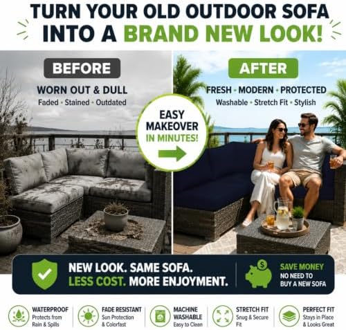 8 Pcs Outdoor Cushion Covers, Patio Sofa Cushion Covers Replacement - Image 3