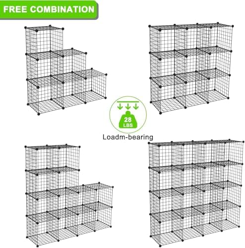 Wire Storage Cubes, Metal Storage Shelves Bookshelf, Stackable Modular Closet Organizer for Bedroom Living Room, Office, Black (20-Cube, Iron) - Image 4