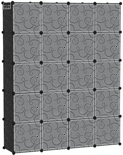 C&AHOME 20-Cube Storage Organizer with Door Platic Closet Organizer Black by CAHOME