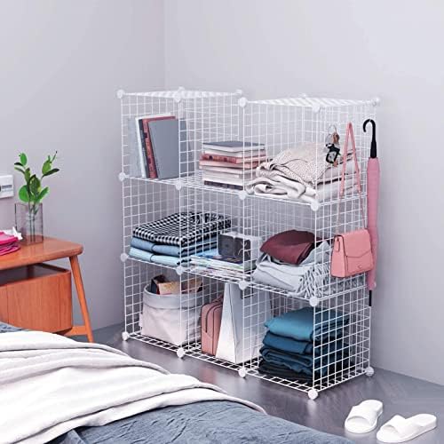 C&AHOME Wire Cube Storage, 8-Cube Organizer Metal C Grids Storage, White - Image 5