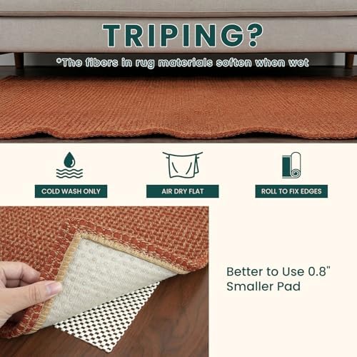 KOZYFLY Orange 2.5'x12' Runners Rugs for Hallway, Long Washable Runner Rug, Woven Non Slip Kitchen Runner, Braided Entryway Rug, Floor Carpet for Entry, Aisle, Hall, Burnt Orange/Tan - Image 6
