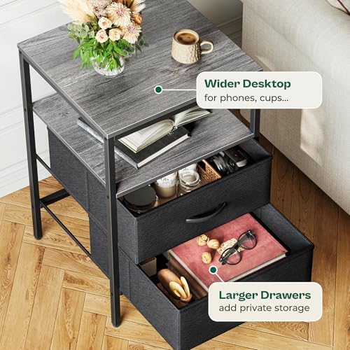 Huuger Night Stand with Charger Station, 27.7 Inch Tall Nightstand - Image 5