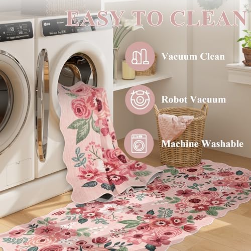 DUKINO 2x10 Runner Rug for Hallway, Washable Kitchen Rug Non Slip, Pink - Image 6