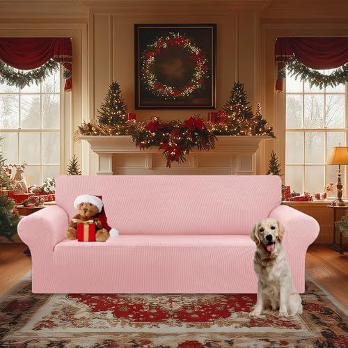 KEKUOU Stretch Oversized Couch Covers for Sofa Slipcover,Dusty Pink - Image 2