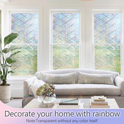 KESPEN Stained Glass Rainbow Window Privacy Film Static Cling,17.5Inx13.1Ft - Image 2