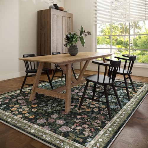 Machine Washable Living Room Rug: 6x9 Area Rugs for Bedroom Vintage Stain Resistant Non Slip Low Pile Lightweight Soft Carpet for Kitchen Dining Room Farmhouse Kids Room Nursery Indoor - Image 6