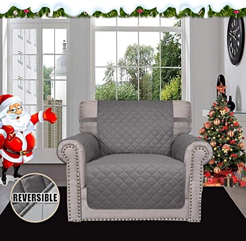 Easy-Going Reversible Couch Cover, Small Chair, Gray/Light Gray - Image 2
