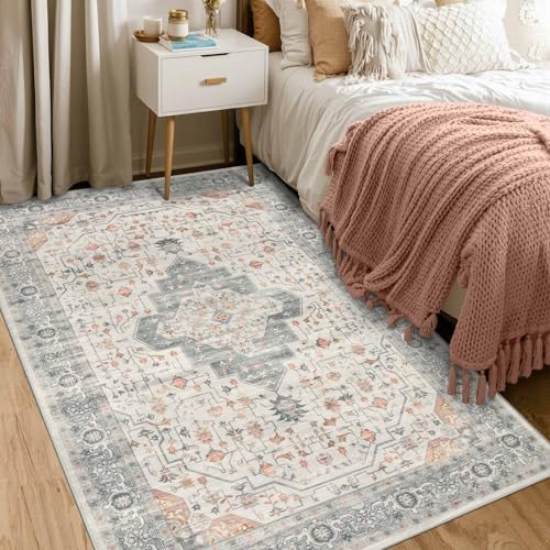 Rugxara 4x6 Vintage Boho Washable Rug for Bedroom(Orange) - Image 3