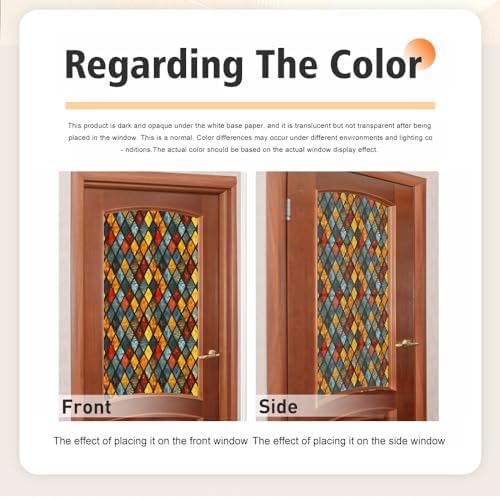 Window UV Protection Rainbow Privacy Film:Non-Adhesive Static Cling Decorative Window Film with Installation Tools,Stained Glass Window Film for Kitchen,Bathroom,and Shower Doors,16.9 x 39.4 inches. - Image 3