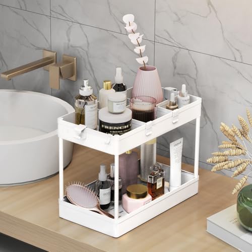 SPACELEAD 3 Tier Rolling Cart with Wheels, Storage Craft Art Trolley Organizer Serving, 3 Hanging Baskets Easy Assembly, for Office, Bathroom，Living Room, Kitchen, White - Image 4