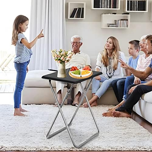 Garden 4 you Folding TV Tray Table,TV Dinner Table with Sturdy MDF Top,Eating Trays for Living Room with No Assembly Required, 2PCS (Black) - Image 2