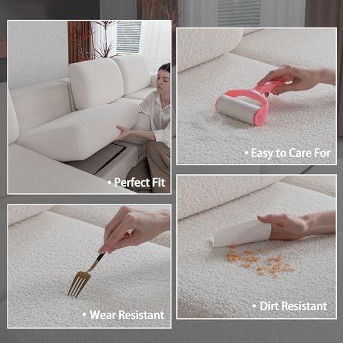 OHSIO Couch Cushion Covers for Sectional Sofa, Stretch Soft Sofa Slipcovers - Image 3