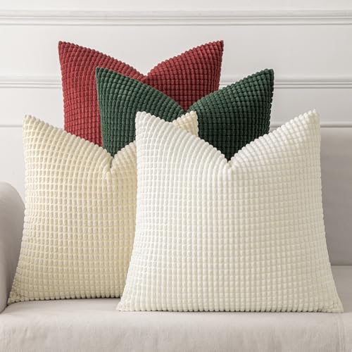 MIULEE Throw Pillow Covers 18x18 Inch Set of 4 Christmas Red and Green by MIULEE