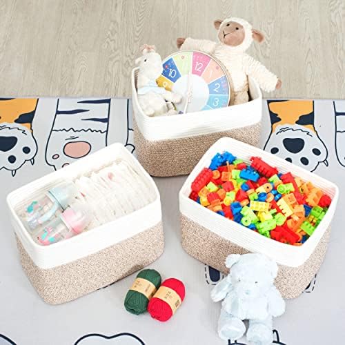 MINTWOOD Design 3-Pack Storage Baskets for Shelves, Playroom and Classroom Basket, Book Decorative Cube Bins, Woven Closet Organizers, Baby Nursery Baskets, Light Brown - Image 5