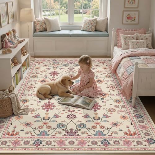 Rugxara Pink 5x7 Area Rugs for Bedroom & Living Room by Rugxara