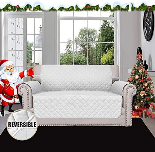 Easy-Going Reversible Couch Cover, 2 Cushion Sofa, Loveseat, White/White - Image 2