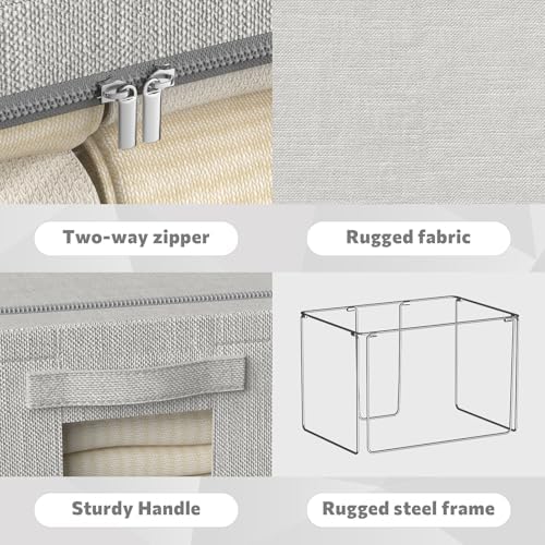 FHSQX 2Pack Clothes Storage Bins, Light Gray, 15.7x11.8x9.8 Inch - Image 4
