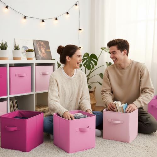 GRANNY SAYS 11 Inch Fabric Cube Storage Bins, Pink Gradient, 8-Pack - Image 3