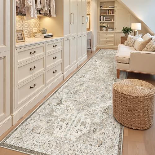 Madane Hallway Runner Rug 3x10 Washable Kitchen Runners 10ft, Ivory/Brown - Image 3