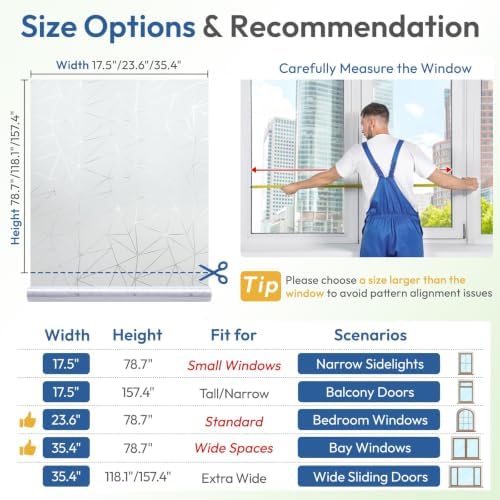 rabbitgoo Static Cling Window Privacy Film, Clear Triangle, 17.5" x 78.7" - Image 5