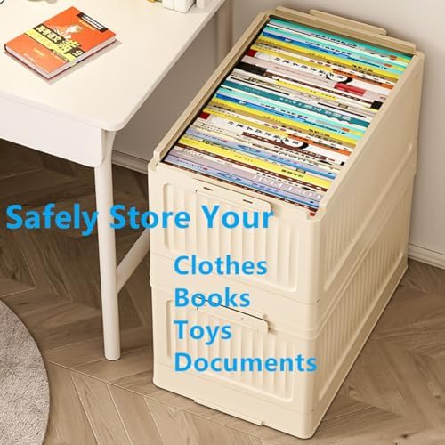 Foldable Storage Bin with Lid, 1‑Pack Beige – Collapsible Storage Box Organizer for Closet, Clothes, Toys, Books, Documents - Image 4