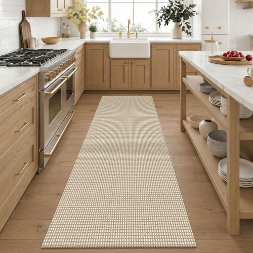 KOZYFLY 3x6 Washable Runner Rug, Non Slip Wide Runners for Hallway, Woven Large Entryway Runners, Braided Floor Carpet Runner for Entry, Kitchen, Bedside, Hall, Ivory Beige - Image 2