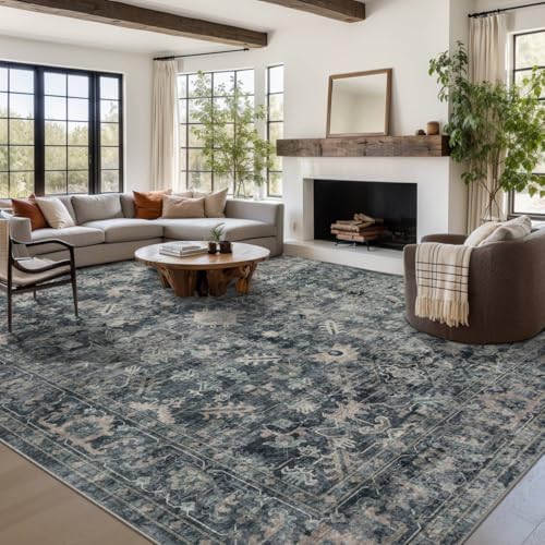 Rugxara Blue 9x12 Area Rugs for Living Room Bedroom Large Washable Rug - Image 2