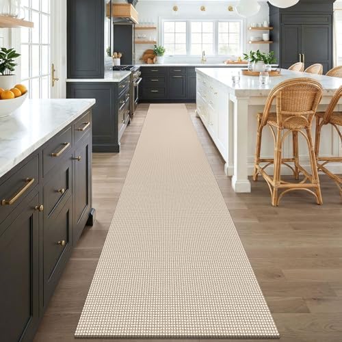 KOZYFLY Braided 2.5'x18' Runners Rugs for Hallway, Extra Long Washable Runner Rug, Woven Non Slip Kitchen Runner, Cotton Entryway Rug, Floor Carpet for Entry, Aisle, Hall, Ivory Beige - Image 2