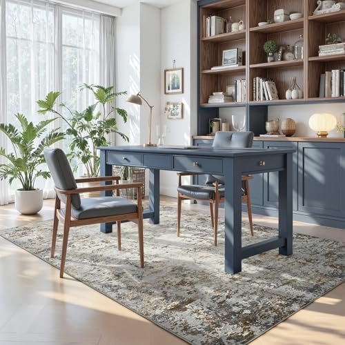 Toneed 4x6 Washable Area Rugs for Bedroom Living Room, Brown Grey Gold - Image 5