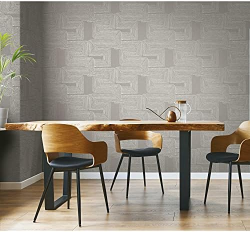 RoomMates RMK12215PL Nikki Chu Gray and Metallic Silver Zulu Signature Peel and Stick Wallpaper - Image 3