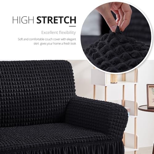 NICEEC Loveseat Covers Washable Love Seat Couch Covers Slipcover with Skirt - Image 2