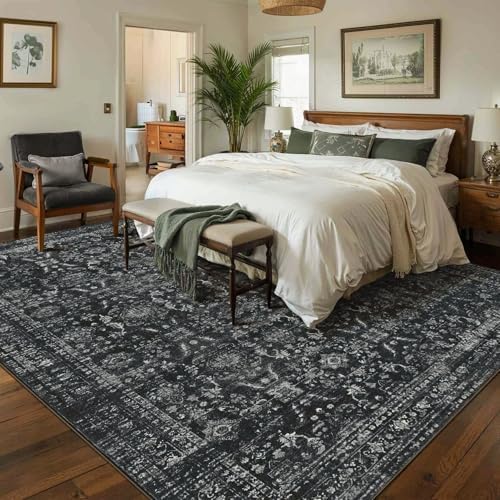 Rugxara Black 8x10 Area Rugs for Living Room Bedroom Large Washable Rug - Image 5