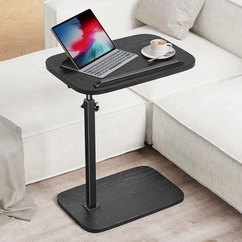 HUANUO TV Tray with Height Adjustment, 360° Swivel, 90° Tilt, Black - Image 2